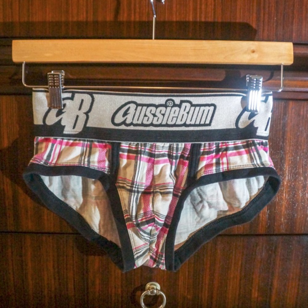 AUSSIEBUM - 'Clan' Pink & Black Plaid Boxer Brief